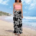 thumbnail image 6 of WTOBBY Women's Summer Boho Palazzo Wide Leg Pants with Floral Printing High Waist Elastic Drawstring and Functional Pockets for Casual Comfort ,Black L, 6 of 7