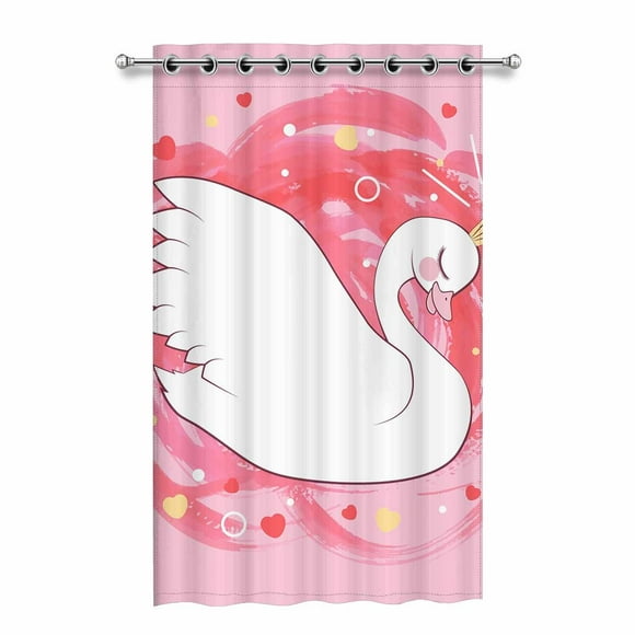 YUSDECOR Sweet Princess Swan Blackout Window Curtain Drapes Bedroom Living Room Kitchen Curtains 52x84 inch