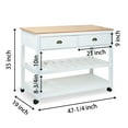 thumbnail image 2 of CONSDAN Kitchen Island, Kitchen Cart with Storage, Kitchen Island on Wheels, Kitchen Storage Islands & Carts, Two-Tier Open Shelf Kitchen Island-White, 2 of 7