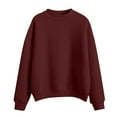 thumbnail image 4 of Dowegor Women's Solid Color Round Neck Oversized Sweatshirt Loose Fit Long Sleeve Light Sweatshirt Loose Blouse Women Sweatshirt Long Sleeve Pullover for Women Womens Hoodies Pullover Wine M, 4 of 7