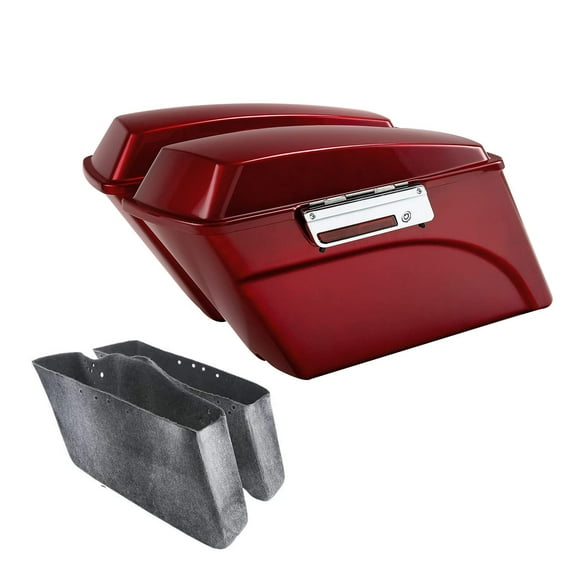 TCT-MOTORPARTS Hard Saddlebags Saddle Bags w/Lid Latch Keys Fit For Harley Touring Road King Road Glide Street Glide 1994-2013 Velocity Red Sunglo finish