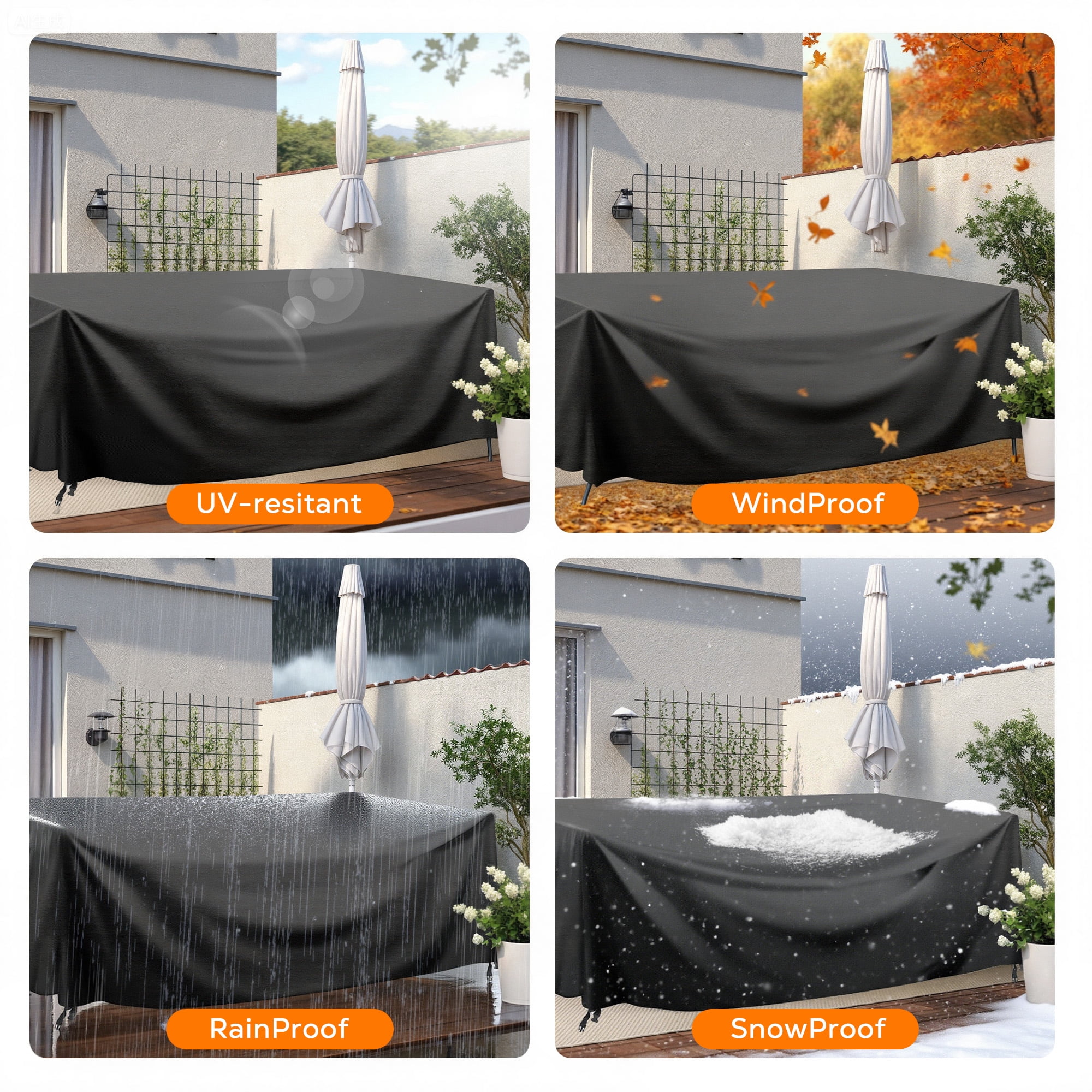 OHHANI Patio Furniture Cover, 100% Waterproof, Outdoor Couch Covers for All-Weather Protection, 108" L x 82" W x 28" H, Suitable for Sectional Sofa