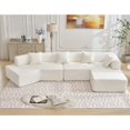 thumbnail image 3 of 140" Modern L-Shaped Sectional Couch for Living Room, No-Assembly Cloud Couch with Chaise, Boucle Modular Sofa, 4-Seat Boneless Foam-Filled Living Room Furniture, White, 3 of 8