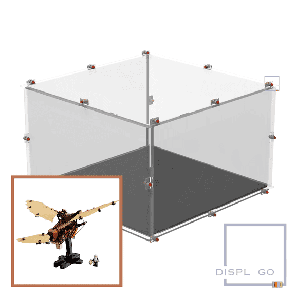 Display Case for LEGO® 10363 Leonardo da Vinci's Flying Machine, Black acrylic base