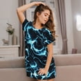 thumbnail image 3 of Vsdgher Lightning Pattern Womens Short Sleeve Sleepshirt Scoopneck Cute Nightdress Ruffle Comfy Nightgown, 3 of 6