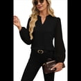 thumbnail image 3 of Blusas Elegantes e Informales para Mujer, con Mangas Largas Transparentes y Cuello en V, Holgadas y Vaporosas de para el Trabajo y la Oficina. Negro L, 3 of 9