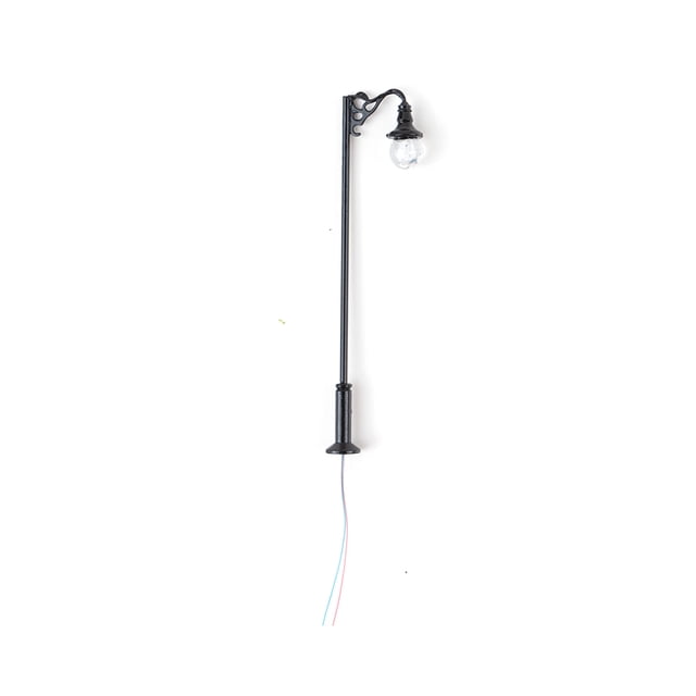 Wosthever Poste de lámpara a escala 1:87, decoraciones de micropaisajismo para el jardín del hogar, farola de Metal, artesanías en miniatura, lámpara Artesanía Negro (blanco cálido) Wosthever HA066611-02