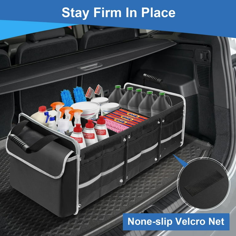DONGPAI Large Car Trunk Organizer with Insulated Leakproof Cooler,  Collapsible Waterproof Car Organizer with Non Slip Bottom Strips for Vehicle  Sedan, Suv, Truck,Van 