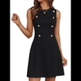 thumbnail image 1 of Vestido Mini Formal de Verano para Mujer, Informal, Sin Mangas, Elegante, con Botones, Ideal para Oficina Negro XL, 1 of 8