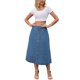 thumbnail image 2 of Falda de mezclilla para mujer Inspire Chic, con botones en la parte delantera, abertura, cintura alta, corte en A, con bolsillos, falda midi de mezclilla XL azul, 2 of 6