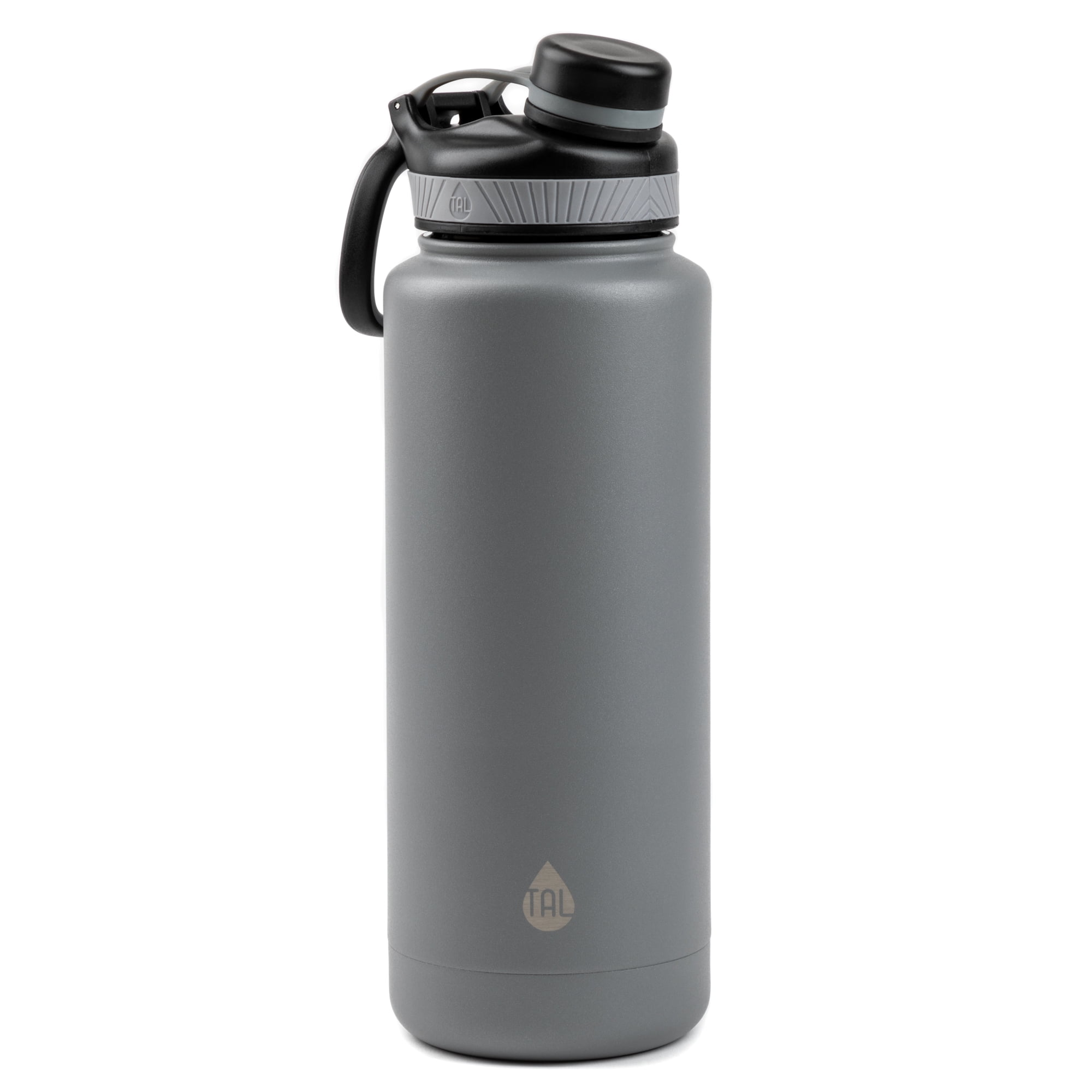TAL Ranger 40 oz Gray and Black Stainless Steel Water Bottle with Wide Mouth Lid