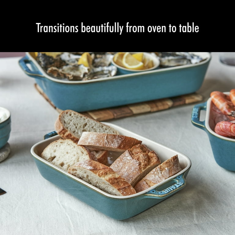 Staub Ceramics 3-pc Rectangular Baking Dish Set - Rustic Turquoise 