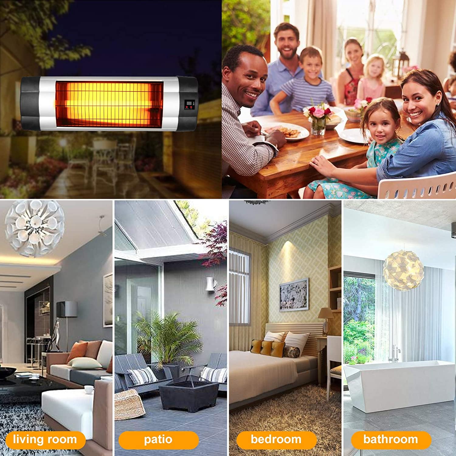 Wodesid Electric Patio Heater 3 Heat Setting 500W/1000W/1500W, Outdoor  Heater 3s Instant Heating Infrared Heater w/Overheat Protection Standing  Indoor Heater for Big Room Backyard - Walmart.com