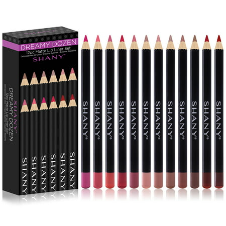 SHANY Dreamy Dozen Matte Lip Liner Set - Long-Lasting Professional Velvet Lipstick Pencils in Varying Shades - Pack of
