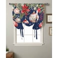 thumbnail image 2 of Navy Blue Christmas Balls Tie Up Curtains for Window, Xmas Poinsettia Botanical Thermal Insulted Balloon Shade Adjustable Rod Pocket Curtains Valance Panels for Kitchen Bathroom Café 52 x 63, 2 of 7