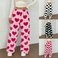 thumbnail image 3 of YUEHUA Women's Valentine's Day Fuzzy Plush Pajama Pants Drawstring Elastic Waist Wide Leg Teddy Pj Bottoms Lounge Pants, 3 of 5