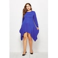 thumbnail image 2 of U.Vomade Women's Fall Plus Size Dress Solid Color Round Neck Long Sleeve Pocket Dress, 2 of 6