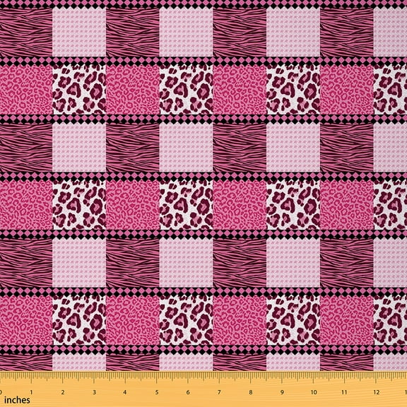 Homewish Leopard Cheetah Print Adult Fabric by the Yard 1 Yard, Fashion Valentines Day Room Decor Fabric by the Yard, Hot Pink Buffalo Abstract Sewing Fabric, Luxury Bedroom Decor