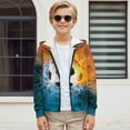 thumbnail image 5 of chaqlin Football Hoodies for Boys 11-13 Trendy Zip Up Hoodie Ice Fire Flame Print Long Sleeve Sweatshirts Kids Hooded Jackets Winter Sweaters with Pocket, 5 of 7