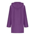 thumbnail image 4 of WTOBBY Women's Solid Stripe Mid-Length Hooded Waterproof Rain Jacket for Outdoor Sports and Sun Exposure, Windproof and Comfortable,Purple XL, 4 of 6