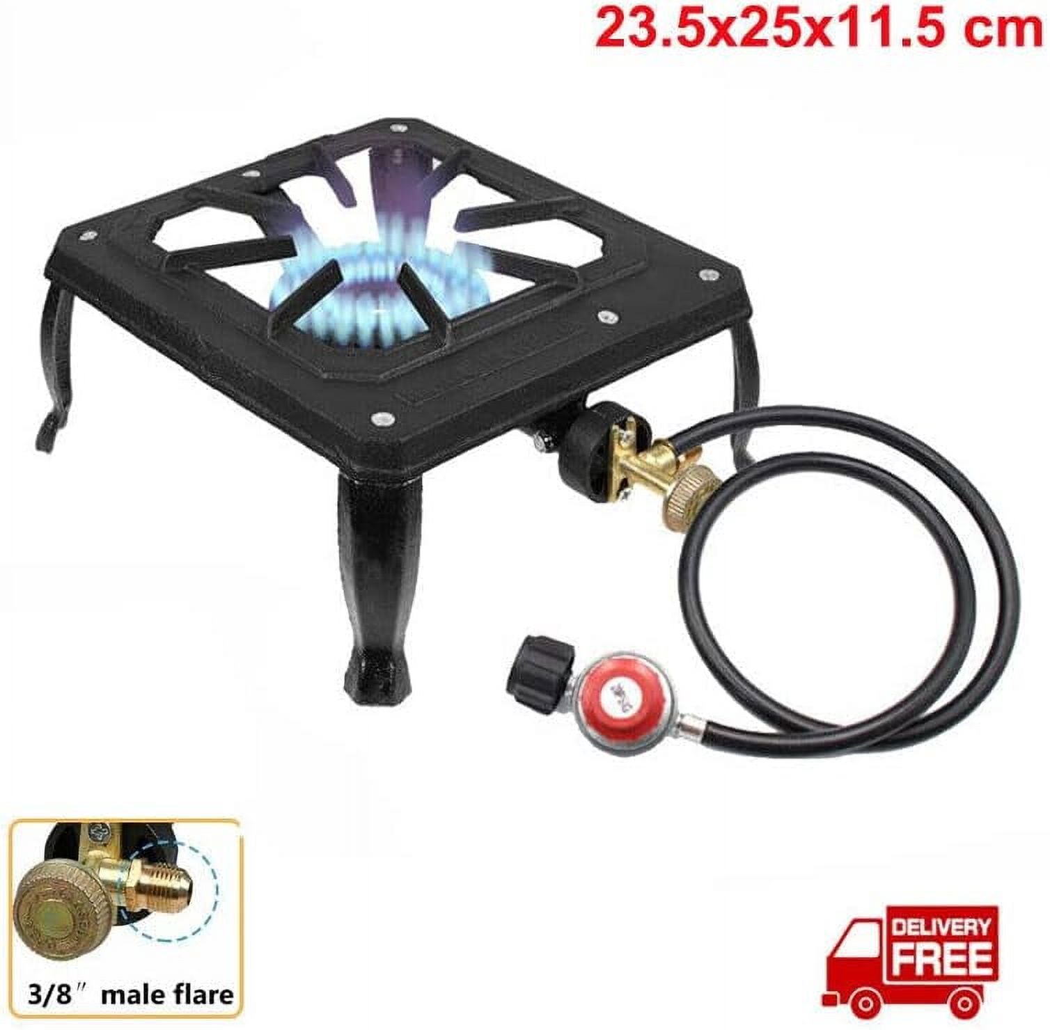SHANNA Square Single Burner Outdoor Stove Propane Gas Stove 0-20 Psi Regulator Hose Outdoor Camp Stove for Home Brewing Frying Turkey and More