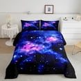 thumbnail image 4 of Manfei Dreamy Starry Sky Bedding Sets Twin with Comforter, Glitter Stars Comforter Sets Twin Size, Black Blue Reversible Down Comforter, Ultra Soft Room Decor, 2 Pieces, 4 of 8
