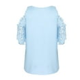 thumbnail image 5 of SMihono Hauts pour Femmes Été Chic Décontracté T-shirt à Col Rond pour Femmes à Imprimé Papillon Décontracté à Manches Courtes T-shirt Ajouré Hauts Grande Taille T-shirt, 5 of 5