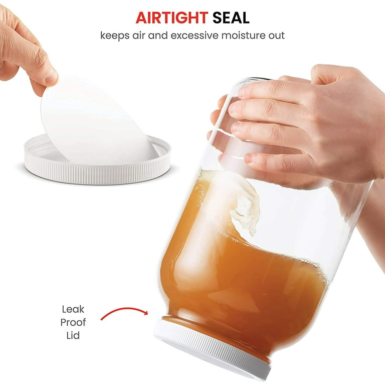 AGtrade 1 Gallon Glass Jar with Lid Wide Mouth Airtight Plastic Pour Spout Lids Bulk-Dry Food Storage Pickling Mason Jar Canister Raw Milk Bottle Jug