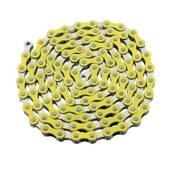 YBN S410 Bicycle Chain (1-Speed, 1/2 x 1/8-Inch, 112L) Two Tone(Yellow/Chrome)