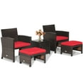 thumbnail image 3 of Costway 5PCS Patio Rattan Furniture Set Chair Ottoman Cushioned W/Cover Space Saving Red, 3 of 10