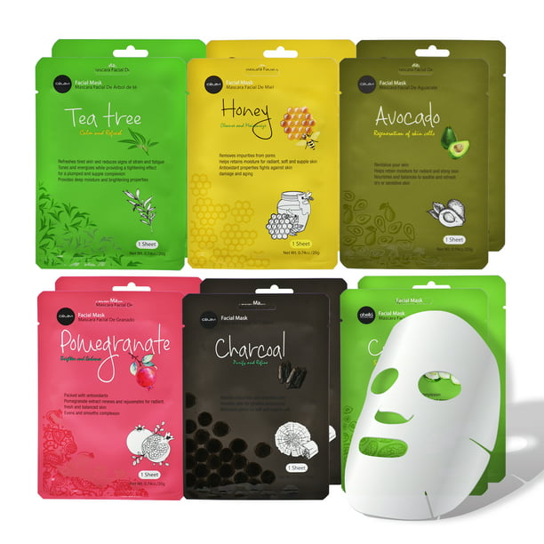 Celavi Essence Facial Mask Paper Sheet Korea Skin Care Moisturizing 12 Pack  (Mix - 2 of Each) - Walmart.com