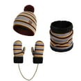 thumbnail image 2 of ZQUUVOU Children's Beanie Hat Scarf Gloves Set Fashion Winter Casual Stripe Warm Knitted Hat Scarf Gloves Set Snow Outdoor Set Burgundy, 2 of 5