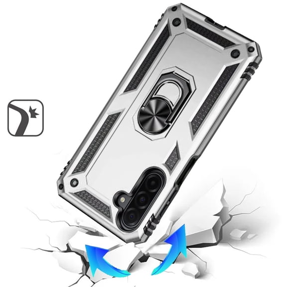 XPM for Samsung Galaxy A17 5G Phone Case, Hybrid Shockproof Durable 360 Degree Rotatable Ring Stand Holder Kickstand Fit Magnetic Car Mount Cover for Samsung A17 5G (Silver)