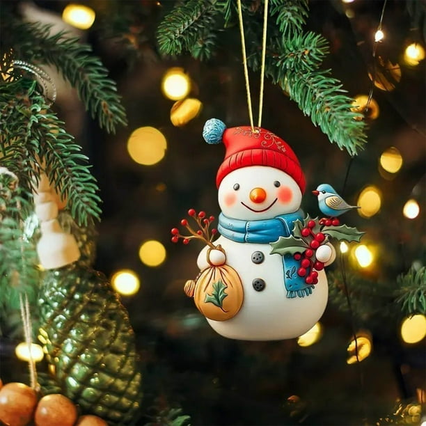 Seyotauo Christmas Tree Pendant Decorations, Acrylic Car Rearview Mirror Decorations, Cute Snowman Backpack Pendant, Christmas Hanging Decorations