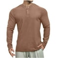 thumbnail image 1 of fatyb Mens Long Sleeve Thermal Tops Button Neck Casual T Shirts for Men Warm Solid Color Comfortable Tee, 1 of 3
