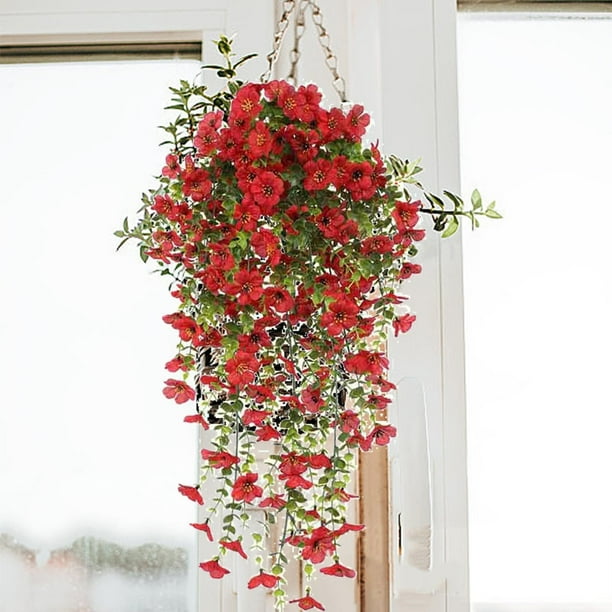 Simulated Flower Violet Green Silk Flower Wall Hanging -border Rattan Hanging Basket Ceiling Decoration Accessories