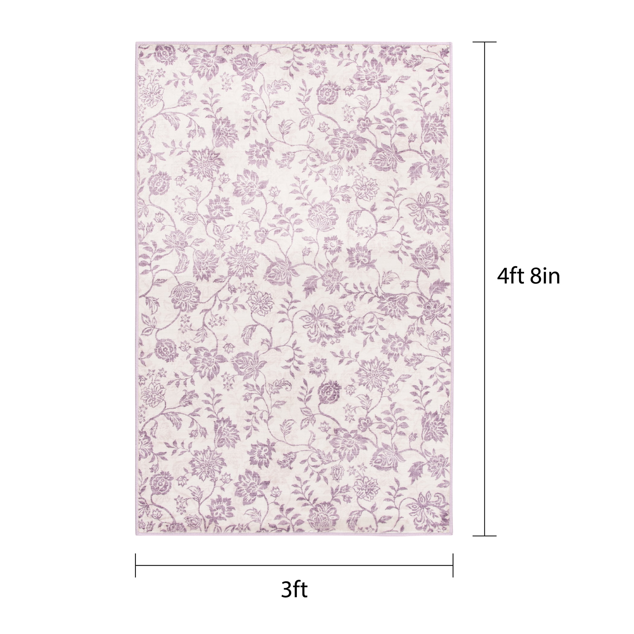 Mainstays Lavender Floral Faux Fur Indoor Accent Rug, 36"x56"