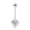 White, variant on AVORA 10K White Gold Simulated Diamond CZ Bezel Heart Belly Button Ring Body Jewelry (14 Gauge)