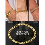ChainsHouse 14k Gold Plated Figaro Link Bracelets for Women Men 6mm Hypoallergenic Jewelry Gift, 7.5inch