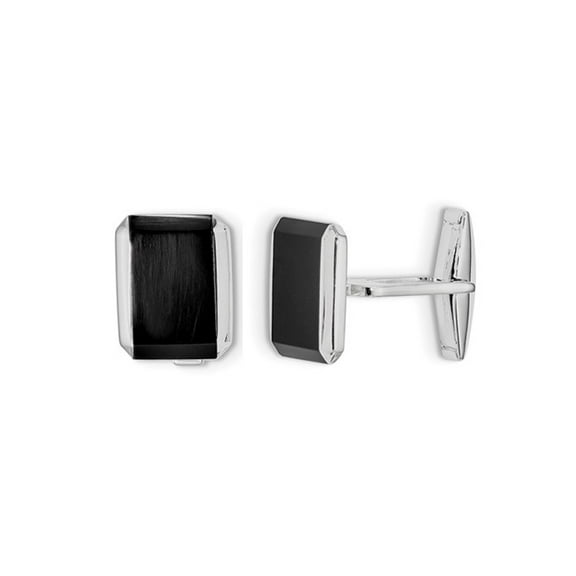 Gem & Harmony Sterling Silver Rectangle Black Onyx Cuff Links for Men