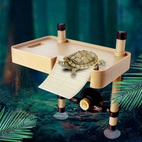 Happy Date Turtle Floating Dock Reptile Sun Platform with Ramp Ladder Amphibian Floating Platform for Aquarium