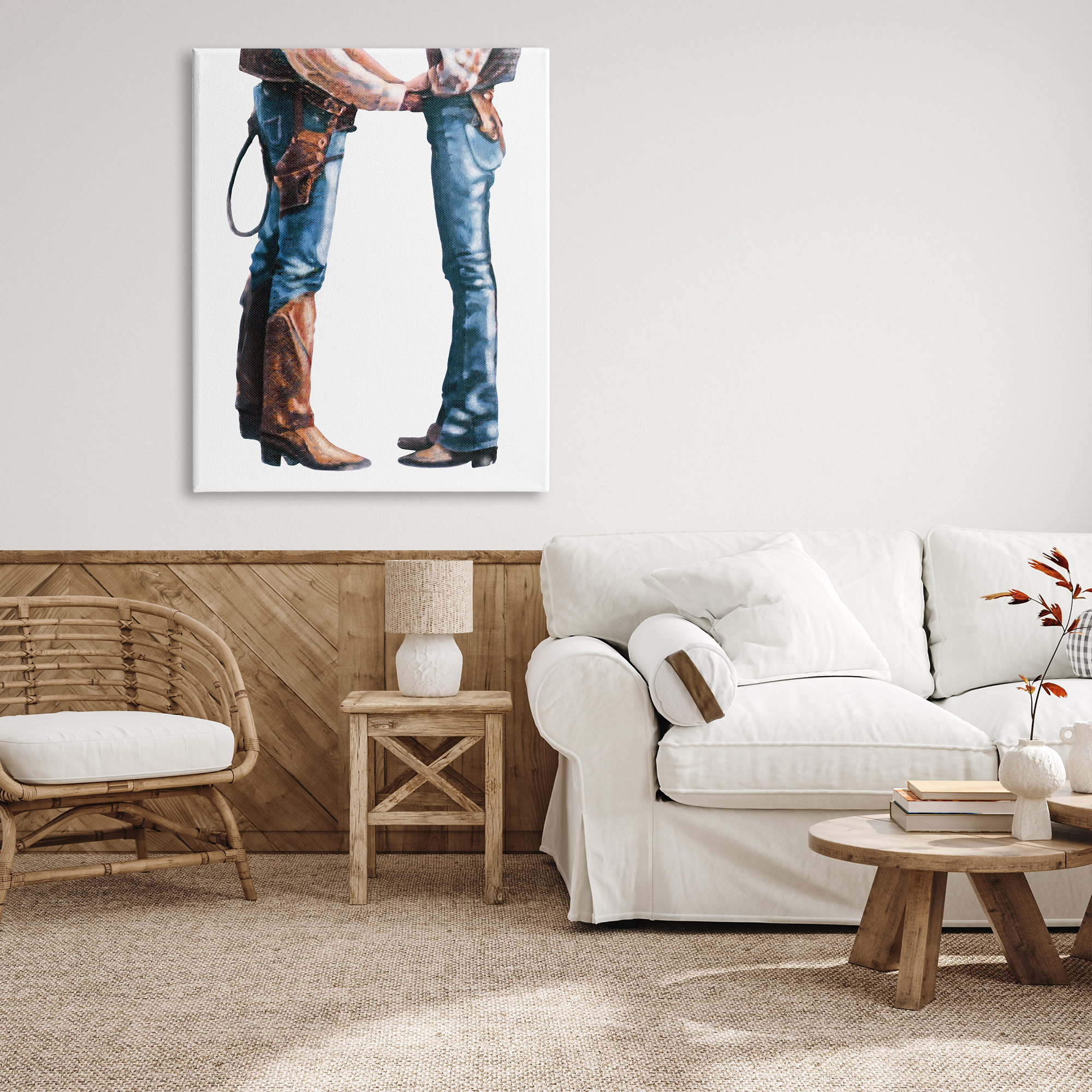 Stupell Industries Country Cowboy & Cowgirl Abstract Painting Gallery Wrapped Canvas Art Print Wall Art, 36 x 48