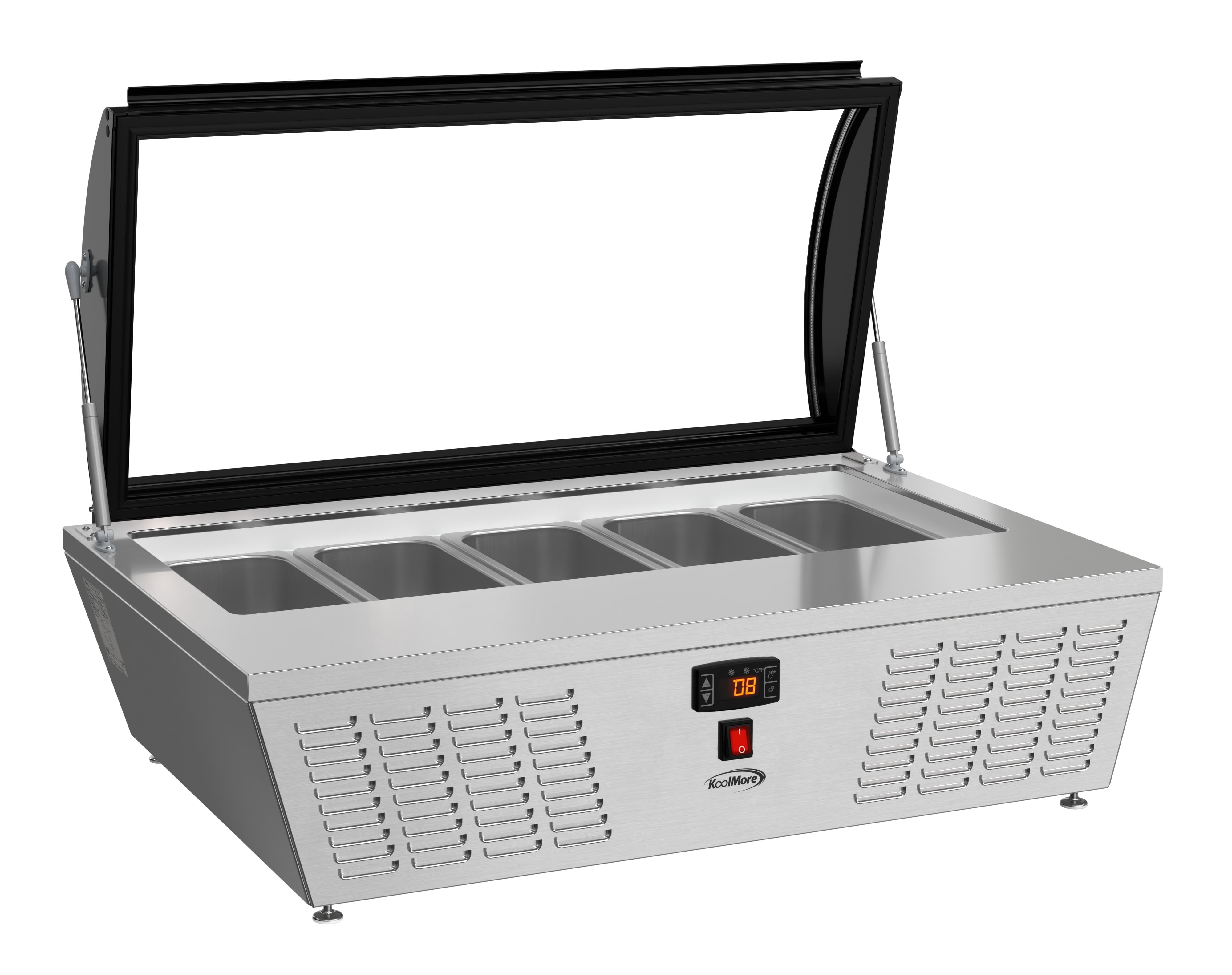 39 in. Countertop Ice Cream Display Freezer with Curved Glass Top and 5 Pans