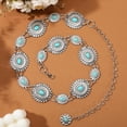 thumbnail image 4 of Women Concho Chain Belt Western Cowgirl Turquoise Metal Chain Belt for Dress, 4 of 6