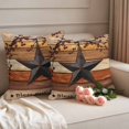 thumbnail image 2 of Texas Star Vintage Outdoor Waterproof Pillow Covers, Berry Burnt Orange Brown Wooden Decorative Square Throw Pillowcase Sofa Cushion Sham for Patio/Couch/Chair, 16"x16" 2 Pack, 2 of 8