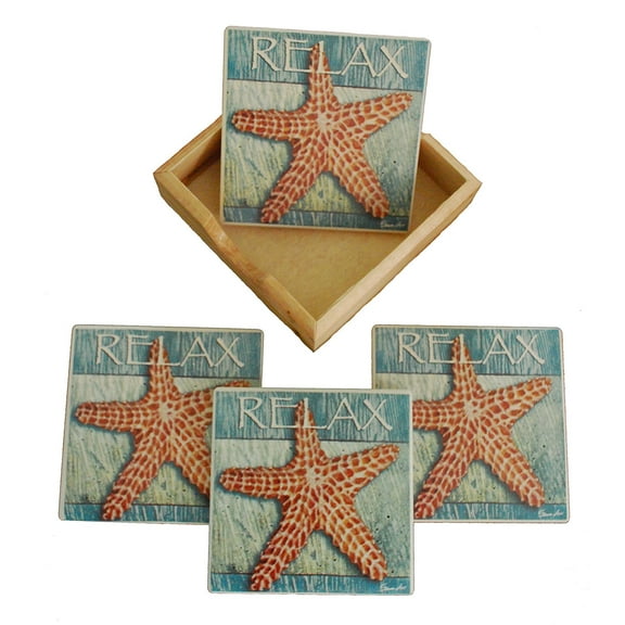 4pc Starfish Coasters with Holder