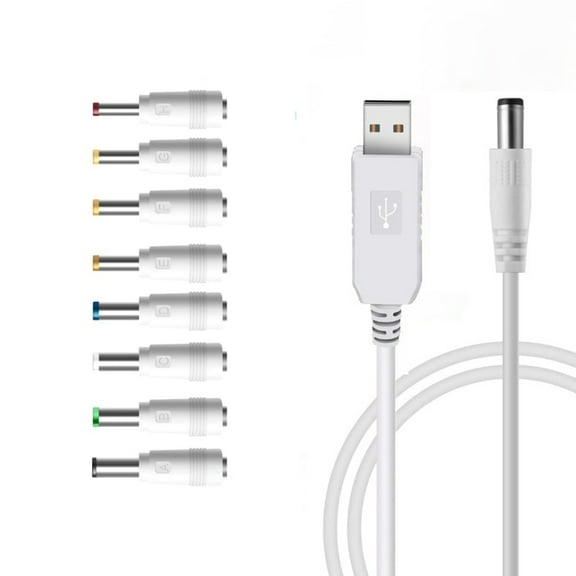 USB to DC9V 12V Power Cable for Routers Speaker USB to DC5.5x2.1mm 8PCS Charging Plugs