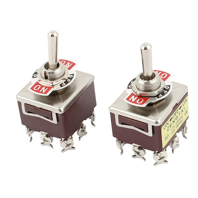 2 Pcs AC 250V 15A 380V 10A 9 Terminales de Tornillo Interruptor de Palanca Latching ON-OFF-ON 3 Posición 3PDT