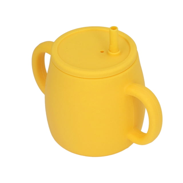 Vaso con pajita para niños pequeños, vaso con pajita para bebés, vaso con pajita de silicona antiderrames, vaso con pajita para bebés, máxima confiabilidad