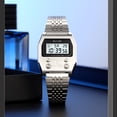 thumbnail image 2 of Retro Rectangle Digital Watch For Men Classic Stylish Design Multifunction Stainless Steel Business Men Wristwatch With Alarm, Stopwatch, Countdown, 2 of 5
